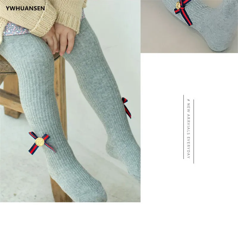 0-8 Yrs Children Cotton Baby Girls Pantyhose Spring Autumn Winter Bowknot Tights Kids Infant Knitted Collant Tights knit tights girls pantyhose children stockings