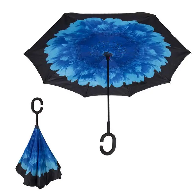

Double-Layer Reverse Umbrella Lazy Umbrella Anti-Splash Double-Layer C Handle Free Waterproof Straight Umbrella