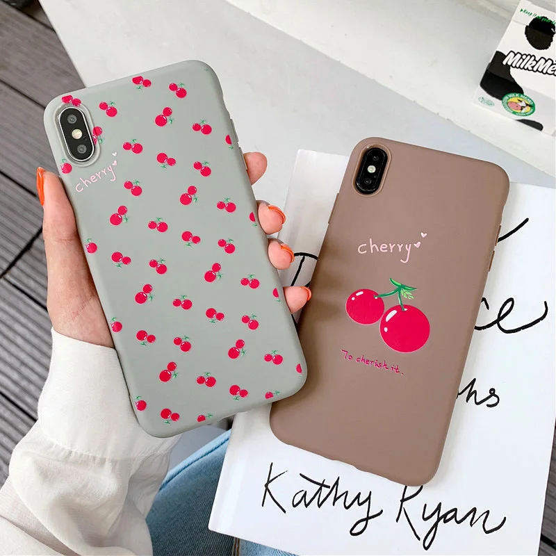 JONSNOW чехол для телефона iPhone 7 8 Plus 6 S XS XR Max вишневый узор мягкий силиконовый задняя