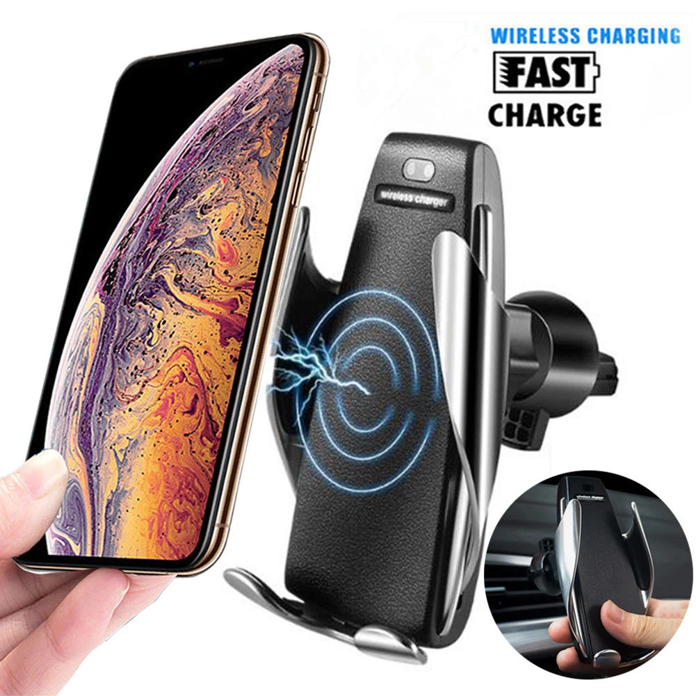 Fast Charging Charger For Smart Phone Automatic Clamping Wireless Car Charger Mount Holder Stand Clamp Chargers Auto-sensing New