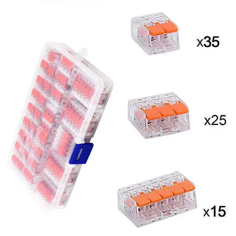 

2019 New 75pcs/kit 2/3/5 Way 221-412 221-413 221-415 Cable Connector Terminal Blocks Clamps with Lever Push-In Terminal Block