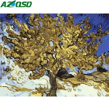 AZQSD, картина маслом по номерам, абстрактное дерево, ручная роспись, холст, Настенная картина, пейзаж, настенное искусство, украшение для дома, современное, сделай сам, K758