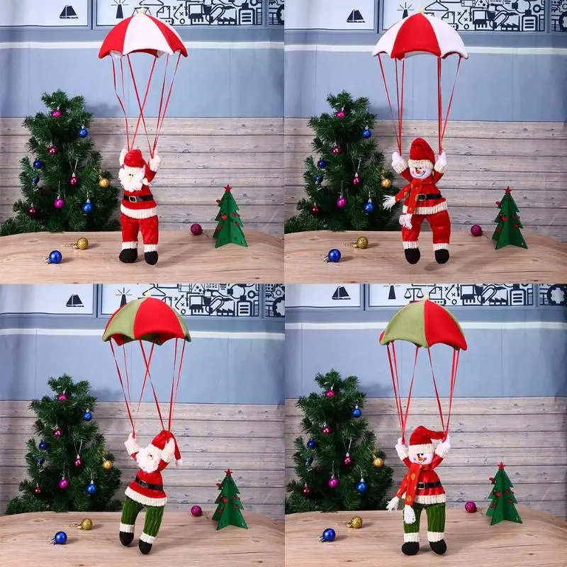 

Christmas Santa Claus Snowman Parachute Pendant Xmas Tree Hanging Ornaments Christmas Dolls Figurines Christmas Gift Red