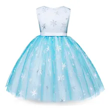AmzBarley/платье принцессы Эльзы и Анны для девочек; кружевное платье без рукавов со снежинками и блестками для костюмированной вечеринки; платье для дня рождения; карнавальный костюм; платья