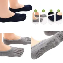 Носки для йоги, спортивные, для фитнеса, с закрытым носком, носки на подъеме, с пятью пальцами, женские носки с силиконовой нескользящей подошвой, из чесаного дышащего хлопка