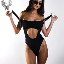 Купальный костюм из двух частей, купальник с высокой талией, монокини с подкладкой, женский купальник с пряжкой, сплошной черный купальник, цельный купальник