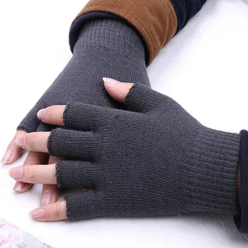 

Unisex Knitted Stretch Elastic Warm Half Finger Fingerless Gloves Men Women glove for Winter