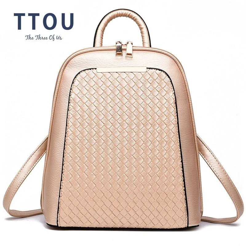 Koop Ttou Pu Leer Vrouwen Rugzak Tienermeisjes Mode School Rugzak Mochila Vrouwelijke Casual Reizen Rugzakken Weave Rugzak