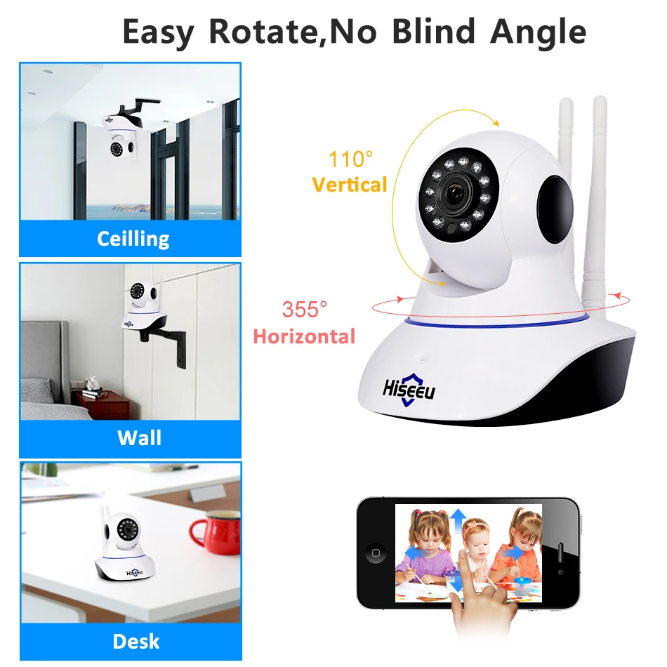 Hiseeu HD 720P Беспроводная ip камера wifi ночного видения IP сетевая видеонаблюдения P2P