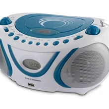 Meronic 477115-Radio y Reproductor de CD/MP3 portatil con toma USB, радио FM, 2x3 W, con salida Jack 3,5 мм, Wave, azul