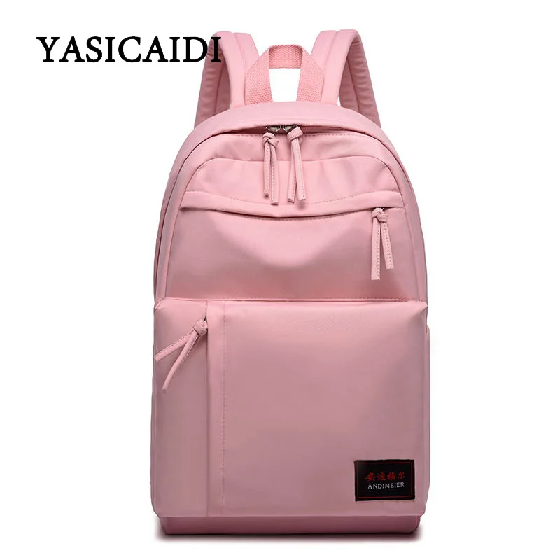 

YASICAIDI Girls simple solid color fashion trend wild college wind large capacity wear-resistant backpack