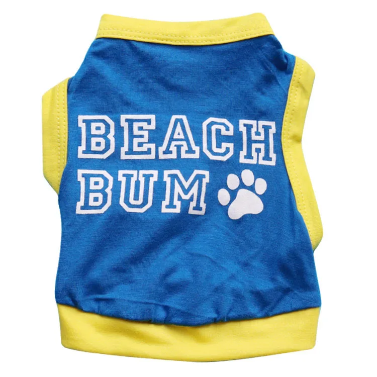 

Dog clothing full cotton lake blue monogrammed footprint vest