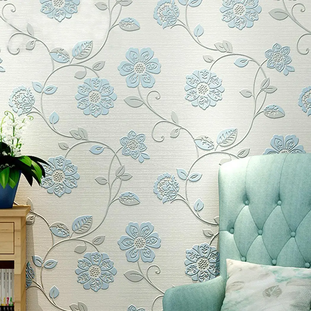 

Modern Fashion Wall Decoration 3D Floral Home, Hotel, Book Store, Cafe, etc Self-adhesive Non-woven Wallpaper