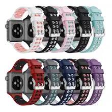 Мягкая силиконовая Пряжка застежки дышащие Регулируемые часы браслет наручный ремешок на замену для iWatch1 2 3 разноцветный ремешок для часов