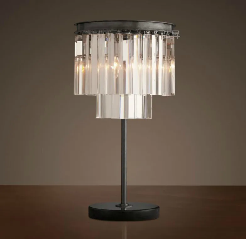 

Loft Living Room Wind Industry Long Strips Crystal Table Lamp