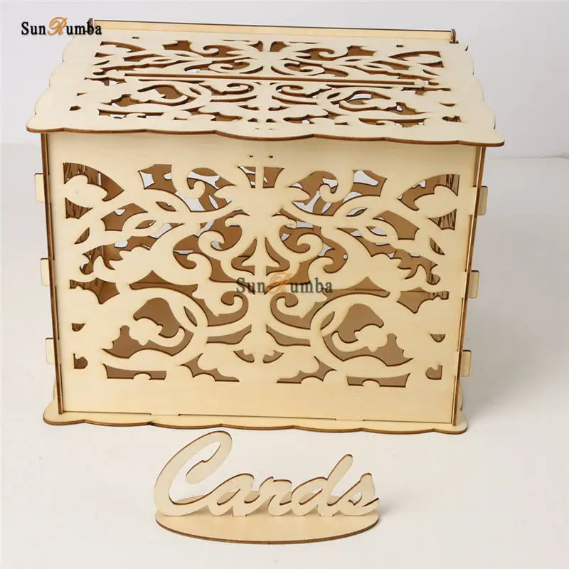Wood Diy Wedding Keepsake Box Party Decor Wedding Gift Card Holder