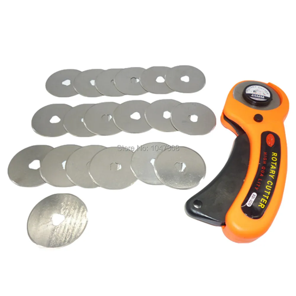 

45mm Rotary Cutter + 20pcs 45mm Rotary Cutter Blades Patchwork Sewing Quilting Cutting Quilters Fabric Leather Craft Cutters