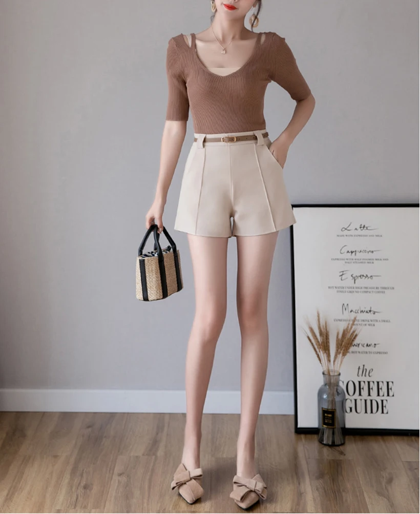 Spring and summer new style Korean version of wild fashion shorts Loose high waist suit casual shorts Spring and summer new style Korean version of wild fashion shorts Loose high waist suit casual shorts