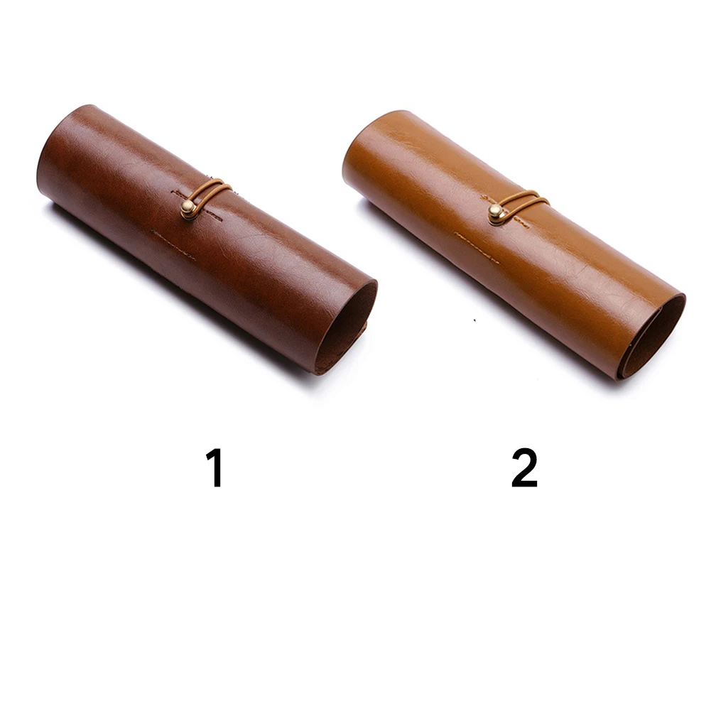 

Offices Faux Leather Pencil Case Vintage Student Storage Pouch Art School Gift Stationery Roll Durable Supplies Treasure Map
