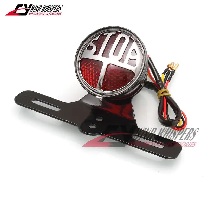 Universal Cruise Motorcycle Tail Lights Rear License Plate Holder Bracket Brake Taillight Stop