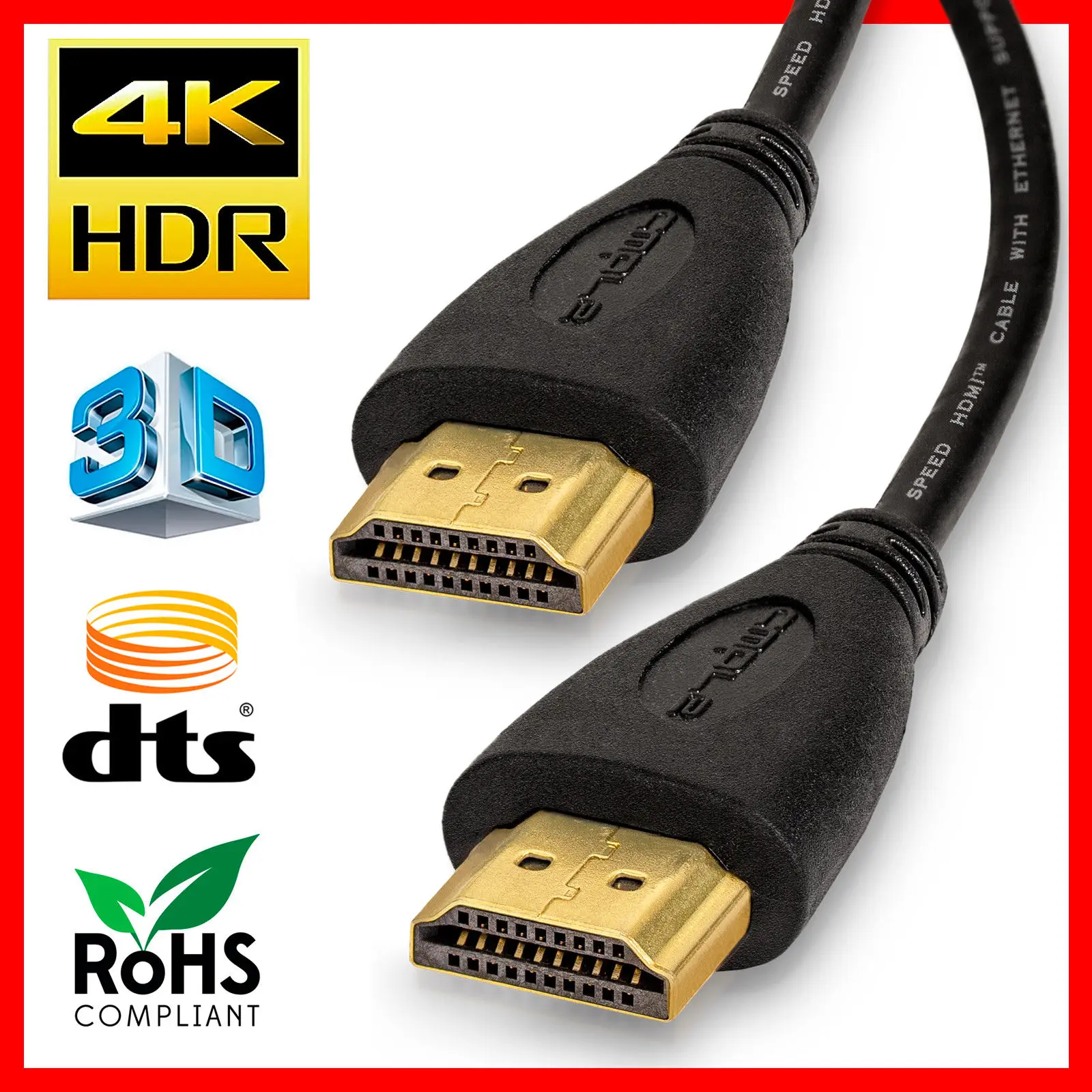 Высококачественный HDMI кабель v2.0 Gold высокоскоростной HDTV UltraHD HD 2160p 4K 3D от 0 5 м до