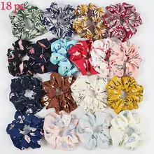 Новые 18 шт./пакет цвета женские шифон цветок Scrunchies волос Лук Галстуки хвост держатель скрепа веревка