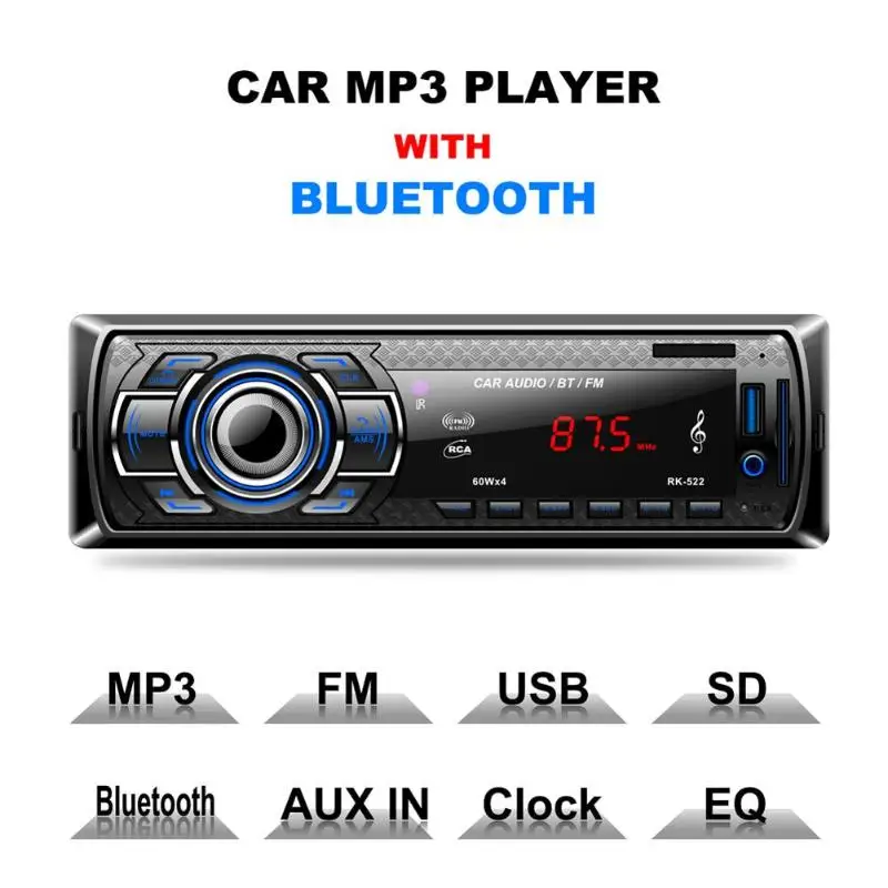 1Din автомобильный fm-радио стерео плеер Bluetooth громкая связь AUX USB/SD карта MP3 плеер 1 Din Авто Аудио Авторадио с пультом дистанционного управления