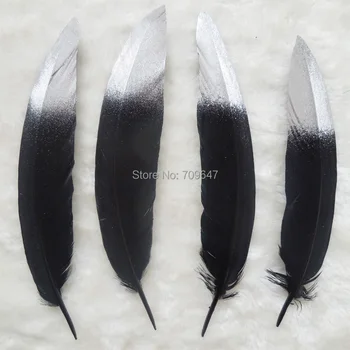 

100Pcs/Lot!4-6inches Silver Dipped Feathers,Black and Silver,Silver Pheasant Tail Feathers,Feather Embellishments,Craft Supplies