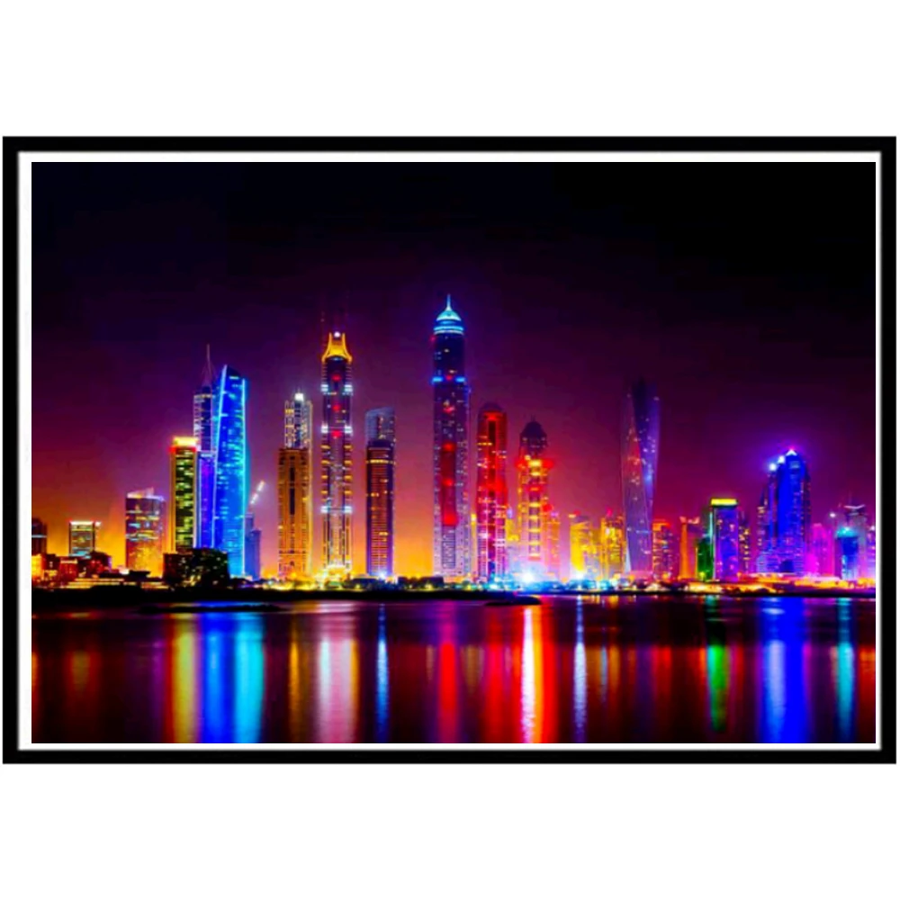 

New DIY 5D Diamond Mosaic City Night Scene Diamond Painting Cross Stitch Kit Diamond Embroidery Crafts 2019