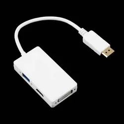 3 в 1 Дисплей Порты и разъёмы DP мужчина к HDMI DVI VGA RGB гнездовой адаптер конвертер разъем HD 1080 p для портативных ПК