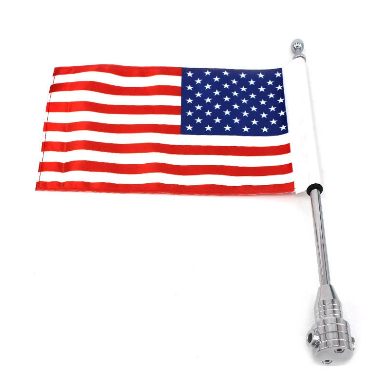 

6061 Billet Aluminum Motorcycle American USA Flag Pole Luggage Rack Side Mount For Harley Silver Motor Decoration NEW