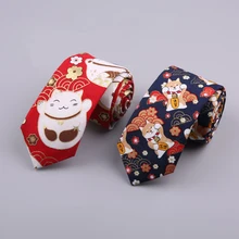 Новинка года Lucky Cat волны Ретро горячее тиснение галстук Творческий весело прилив 7 см женский для мальчиков