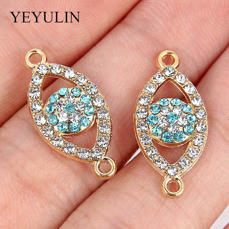 

10 Pcs Golden Evil Eyes Crystal Alloy Connectors For Jewelry Making DIY Charms Necklace Bracelets Accessories Jewelry Findings