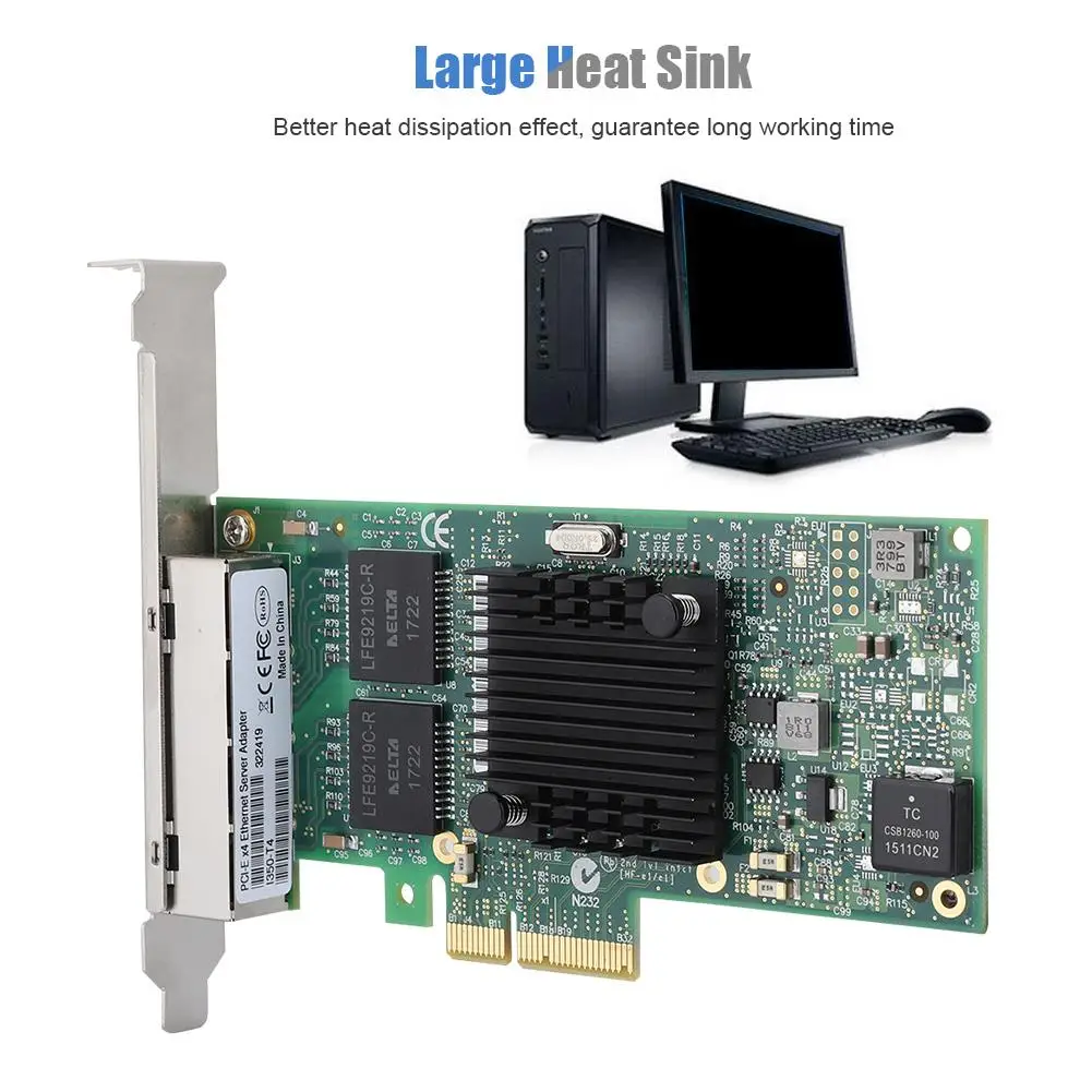 

PCI-E 4-port Server Gigabit Ethernet Network Card Adapter For intel i350 T4 PCI-Ex4 10/100/1000mbps Network Card Driver CD
