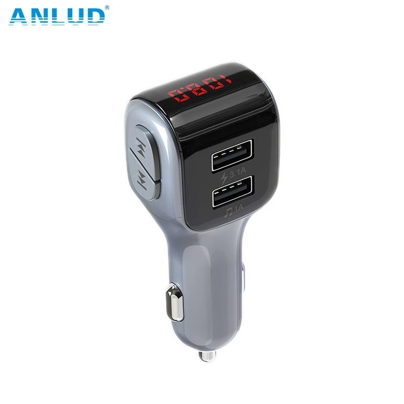 

ANLUD Bluetooth 5.0 FM Transmitter Bluetooth Car Kit Handsfree MP3 Player Dual USB Charger U Disk Play Car Modulator Accessories