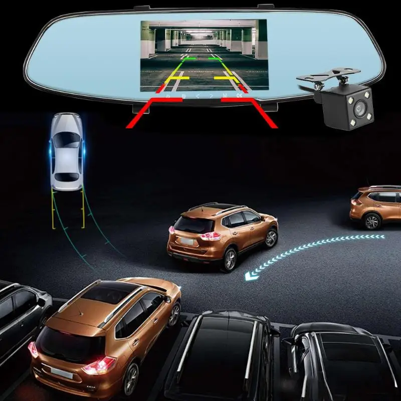 

Anytek T60P 5.0" IPS Screen Car DVR Camera 1080P Full HD Dual Lens Rear View Mirror Dash cam Video Recorder Dash Cam Night Vison