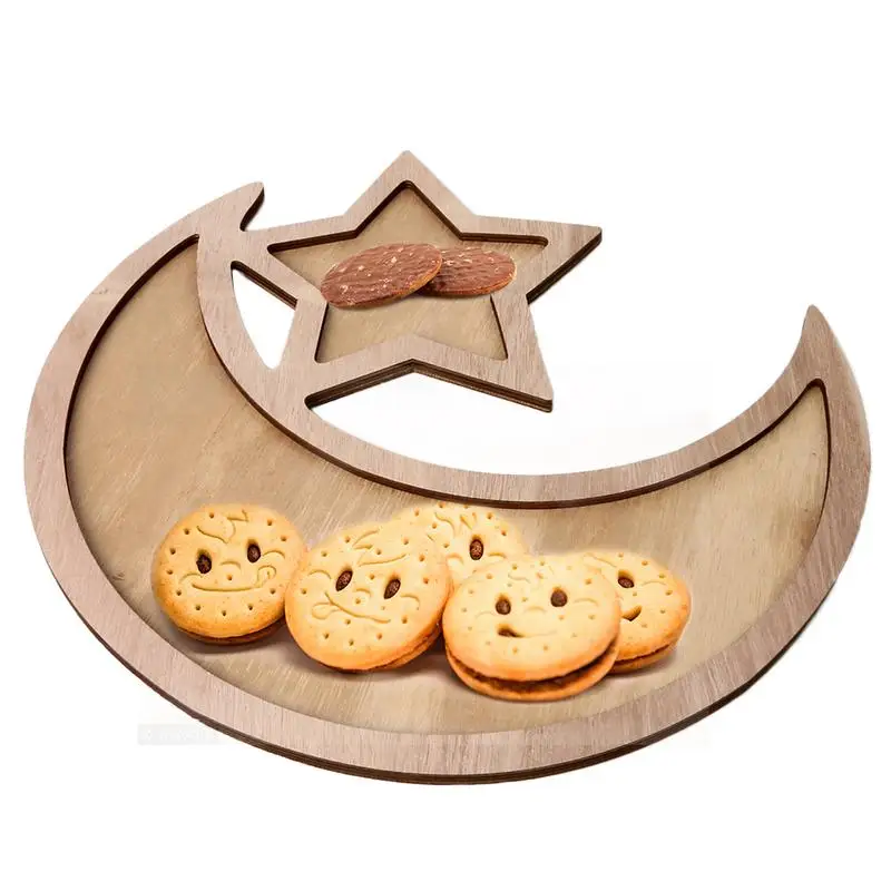 5*33.3*0.8cm Eid Decoration Wooden Dinner Plate Home Ramadan Food Serving...