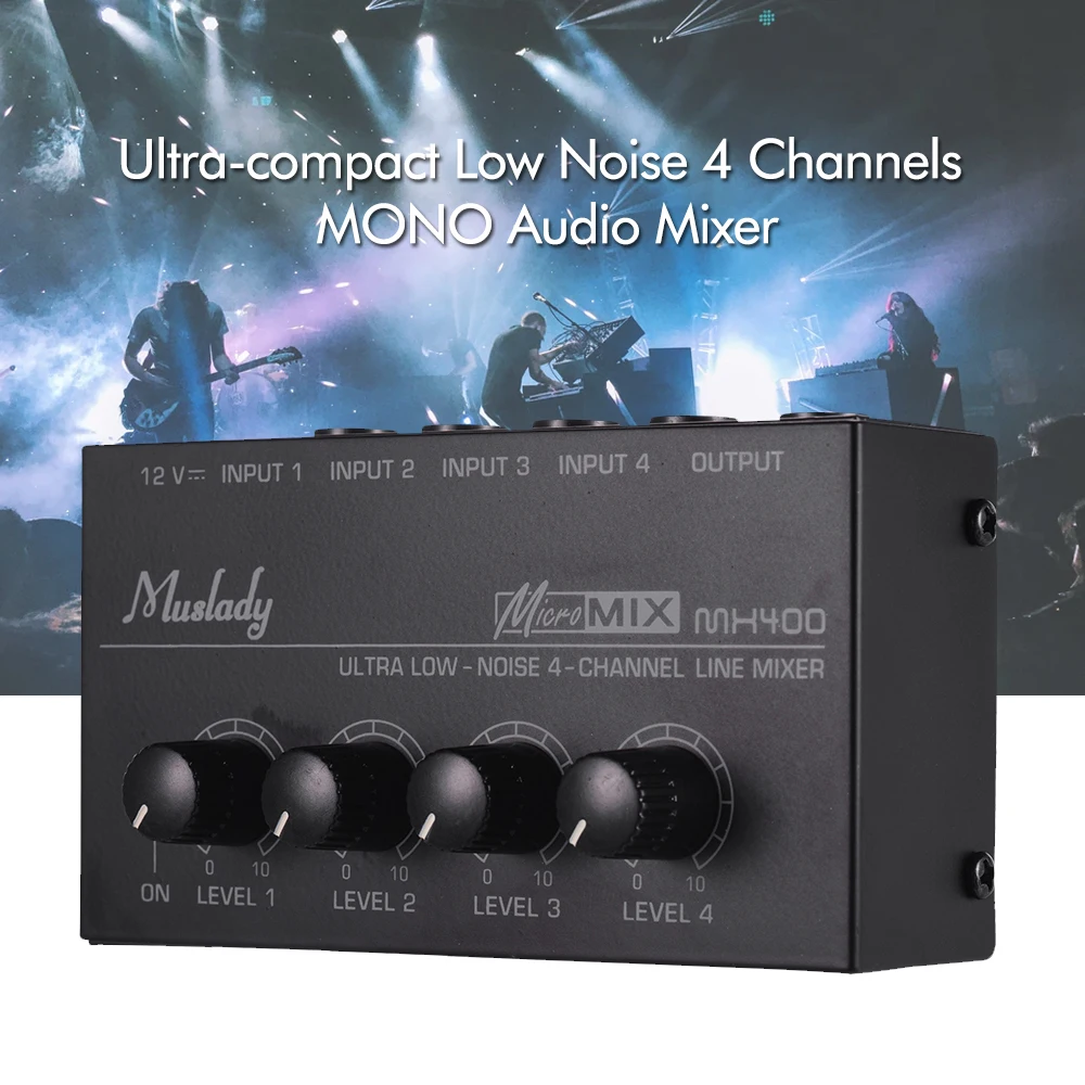 Muslady MX400 4 канала Mxing консоль ультра-компактный низкий уровень шума 4 канала линия моно аудио микшер с адаптером питания