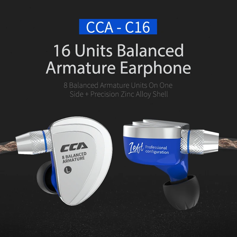 CCA C16 8BA Drive Units HIFI Monitoring Earphones