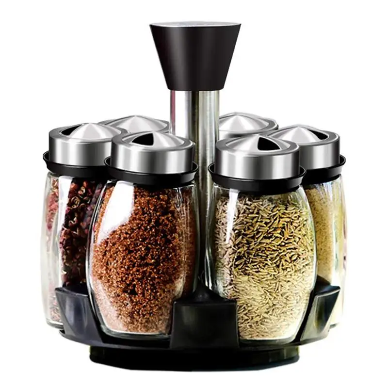 ^*Best Offers Revolving Countertop Herb and Spice Rack with 6 Glass Seasoning Airtight Jar Container Bottles with Stainless Steel Lids with ^*Best Offers Revolving Countertop Herb and Spice Rack with 6 Glass Seasoning Airtight Jar Container Bottles with Stainless Steel Lids with
