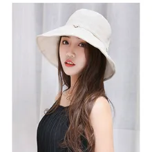 Женская льняная хлопковая шляпа-ведро с бантиком Складная широкая большая шляпа-ведро с полями уличная Летняя Пляжная анти-УФ рыболовная шляпа Рыбак Шапки