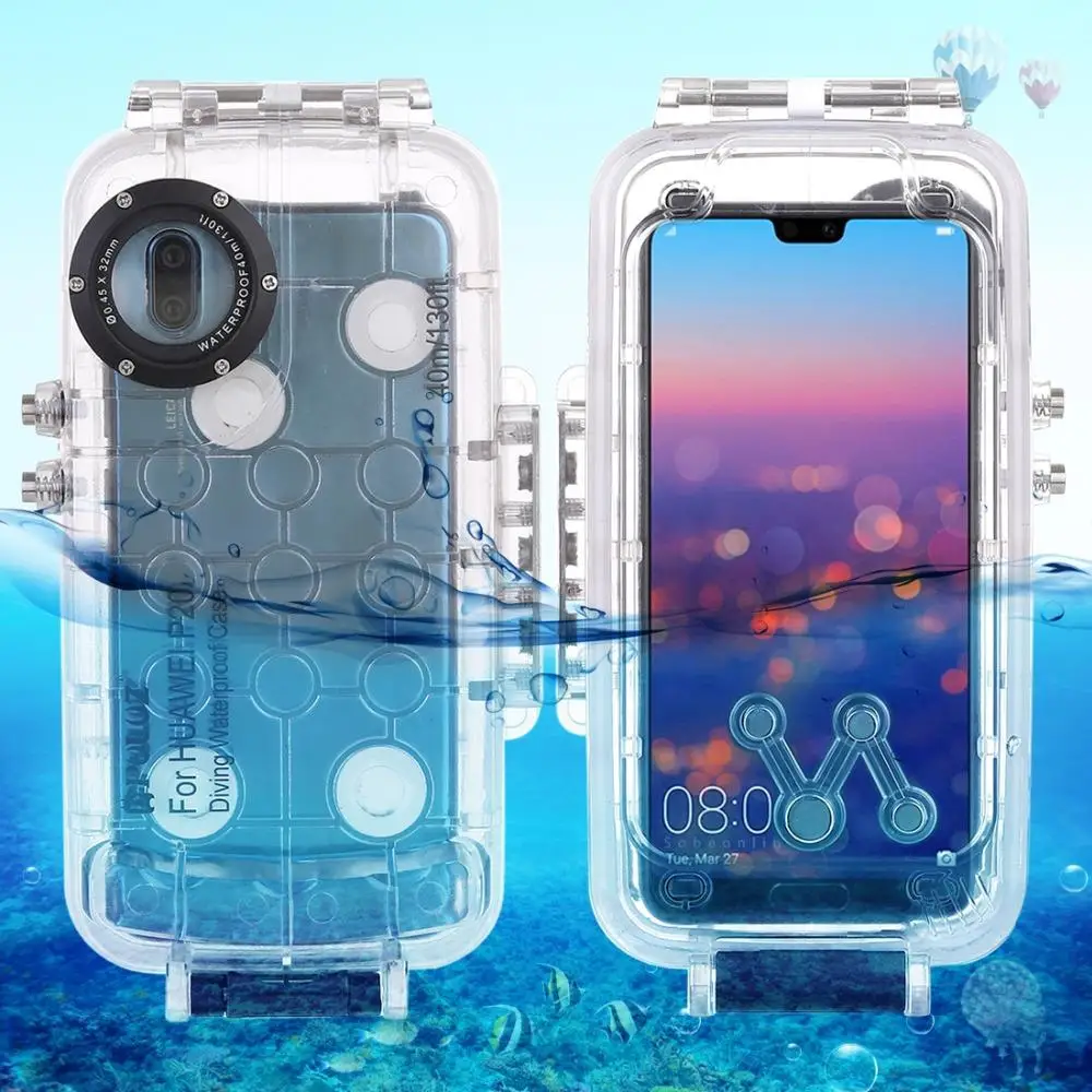 PULUZ 40 m/130ft تحت الماء الغوص الهاتف واقية حافظة لهاتف huawei P20/P20 برو/MATE20Pro تصفح السباحة
