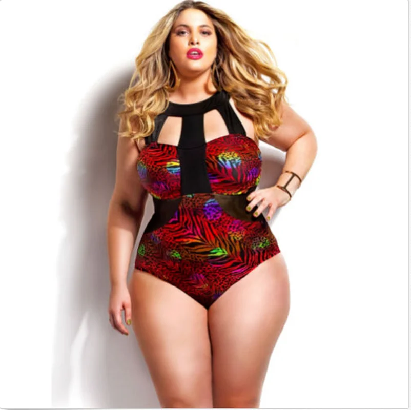 Pink Plus Size Xxl Xxxl One Piece Swimsuit Women Bandage Push Up Padded