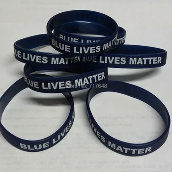

100pcs Blue Lives Matter wristband silicone bracelets free shipping by ePacket A
