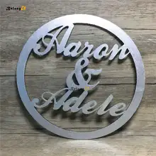 Пользовательских персонализированные имя свадебные Круглый принт PhotoBooth кольца Стиль деревянный висящие знаки деревенский Декор древесины Photo Booth Реквизит