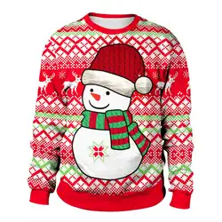 Рождественская одежда с капюшоном Женская толстовка Снеговик 3d принт Санта Клаус Топы корейские толстовки зимние теплые длинные рукава
