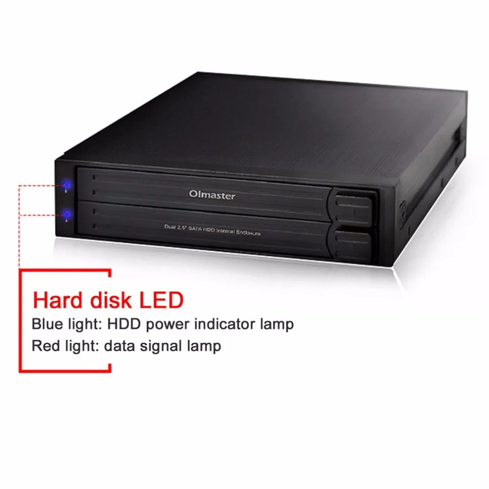 Oimaster He-2005 двойной 2,5 дюймовый Sata Hdd внутренний корпус чехол для жесткого диска внутренняя Мобильная стойка со светодиодным индикатором