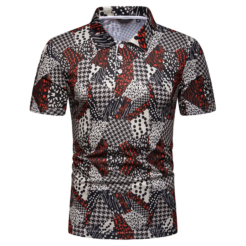 

2019 New Summer Men's National Style Print Short Sleeve Men's POLO Shirt