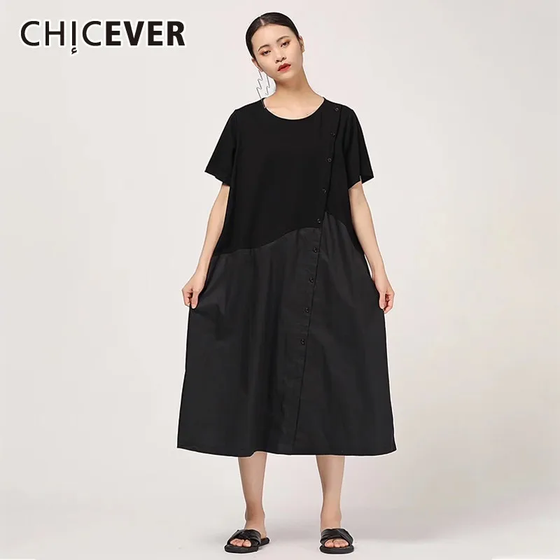 Женское Повседневное платье CHICEVER однотонное свободное до середины икры с