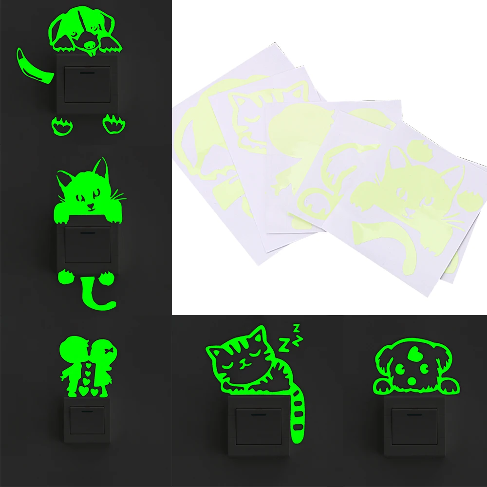 1pc Fluorescent Luminous Switch Sticker Home Decor Glow in the Dark